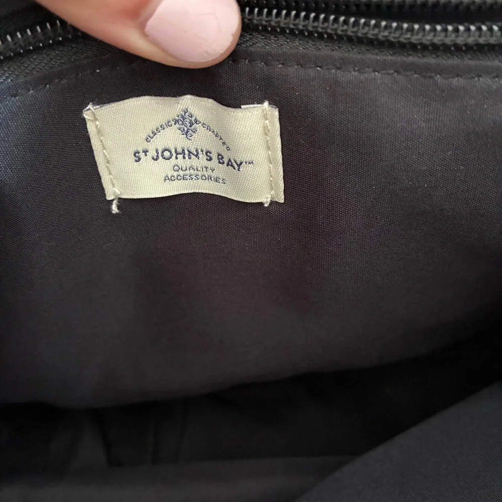 St. John’s Bay Black Brown Faux Pebble Leather Backpack Diaper Bag Flap Closure